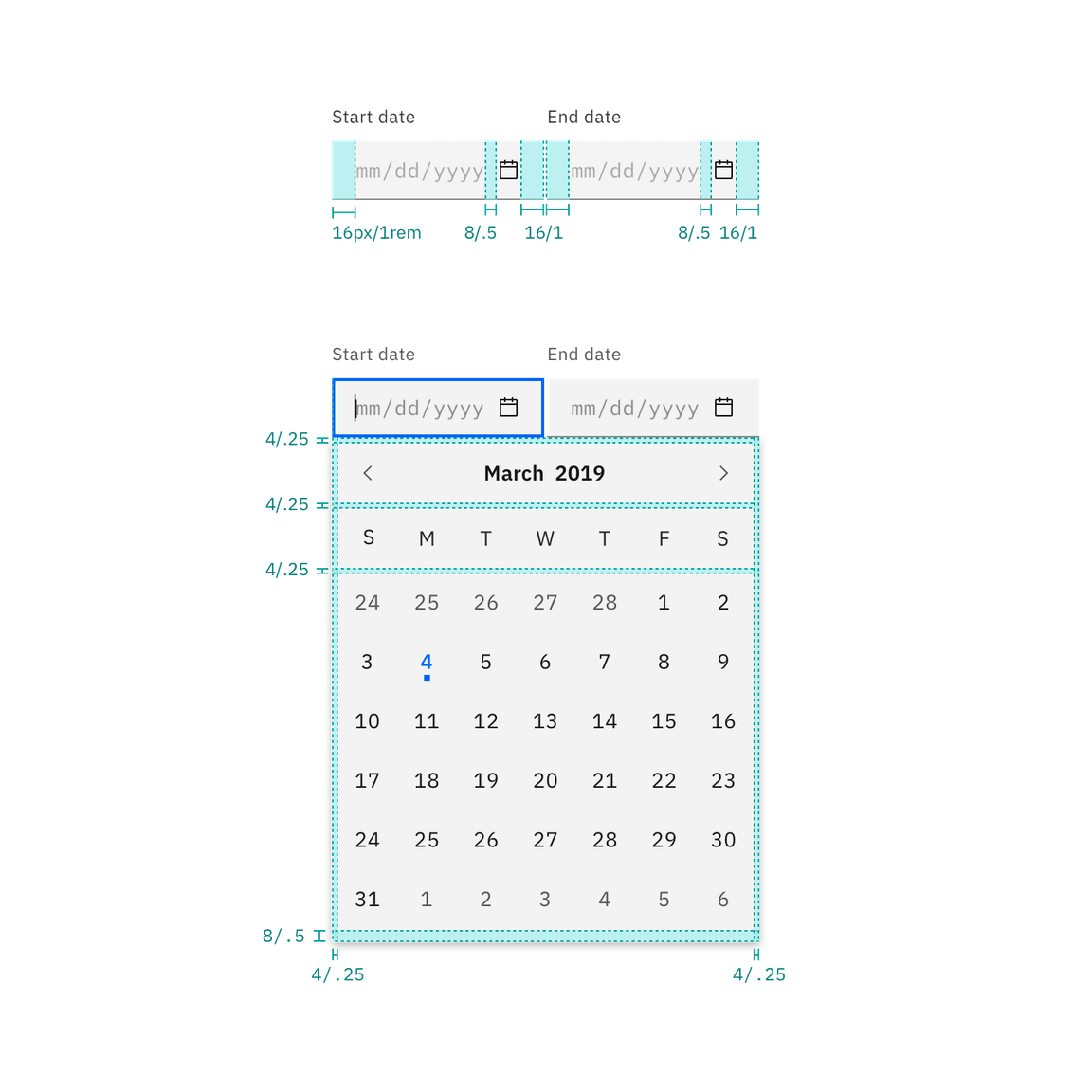 Spacing for date picker